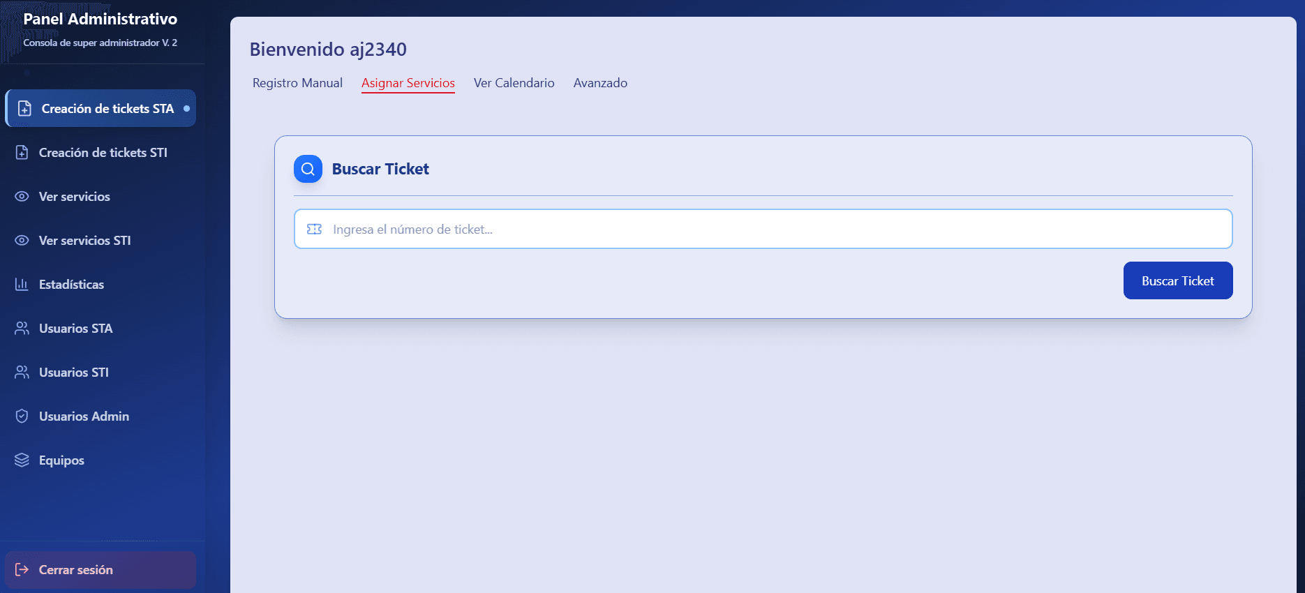 Administración de Servicios — Screen 2